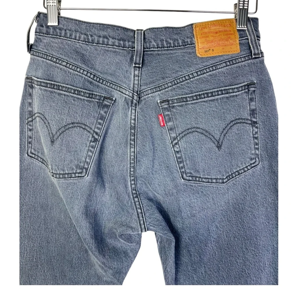 Levi's‎ Premium 501s Skinny Jeans Black Distressed Faded Look Denim Womens 27